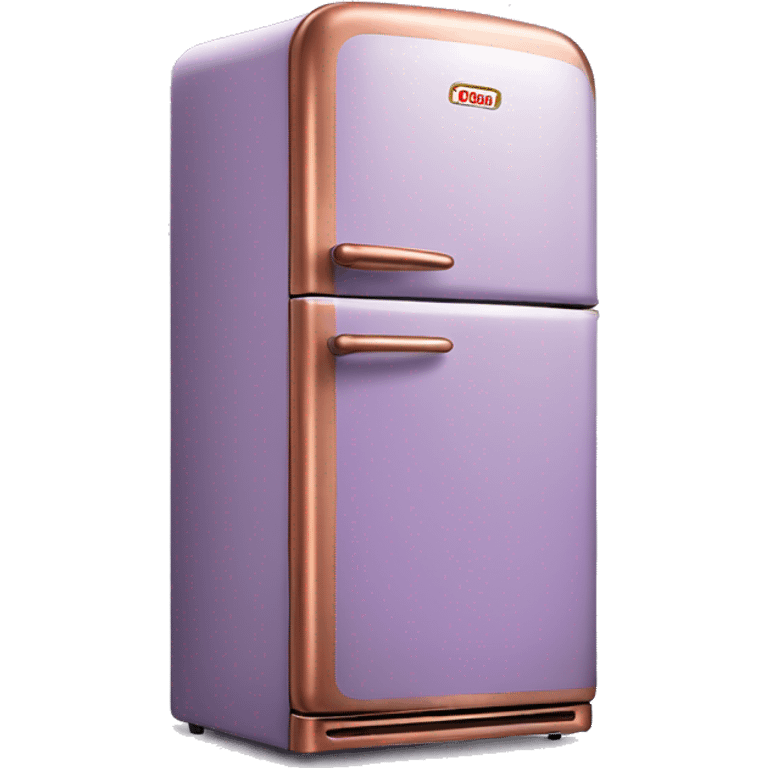 Realistic pastel Purple and metallic copper vintage fridge.  emoji