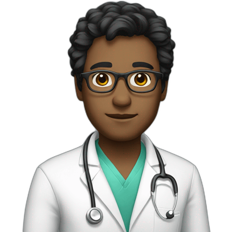 doctor glasses black hair emoji