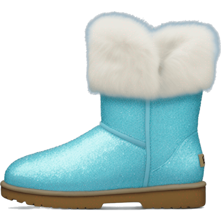 Realistic light blue glitter and fur Ugg boots. emoji