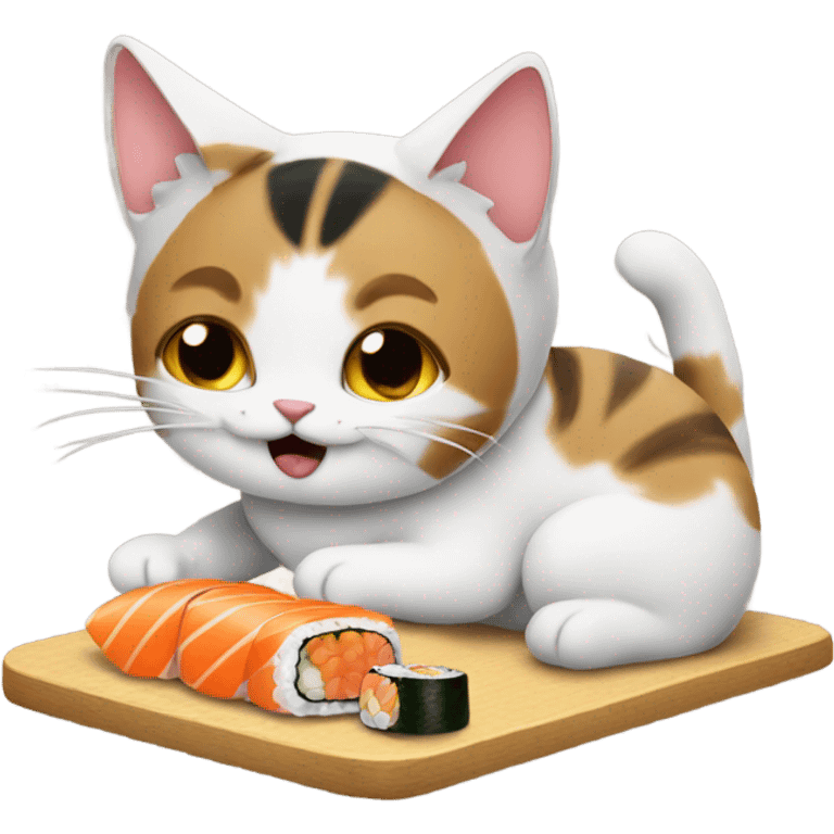 Cat eating sushi emoji