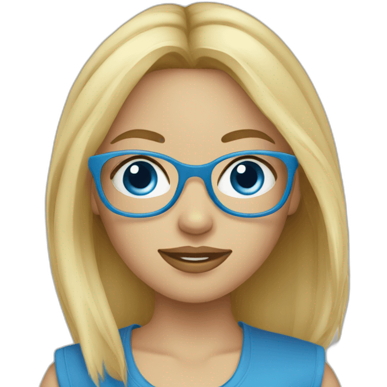 Fille blonde yeux bleu lunette emoji