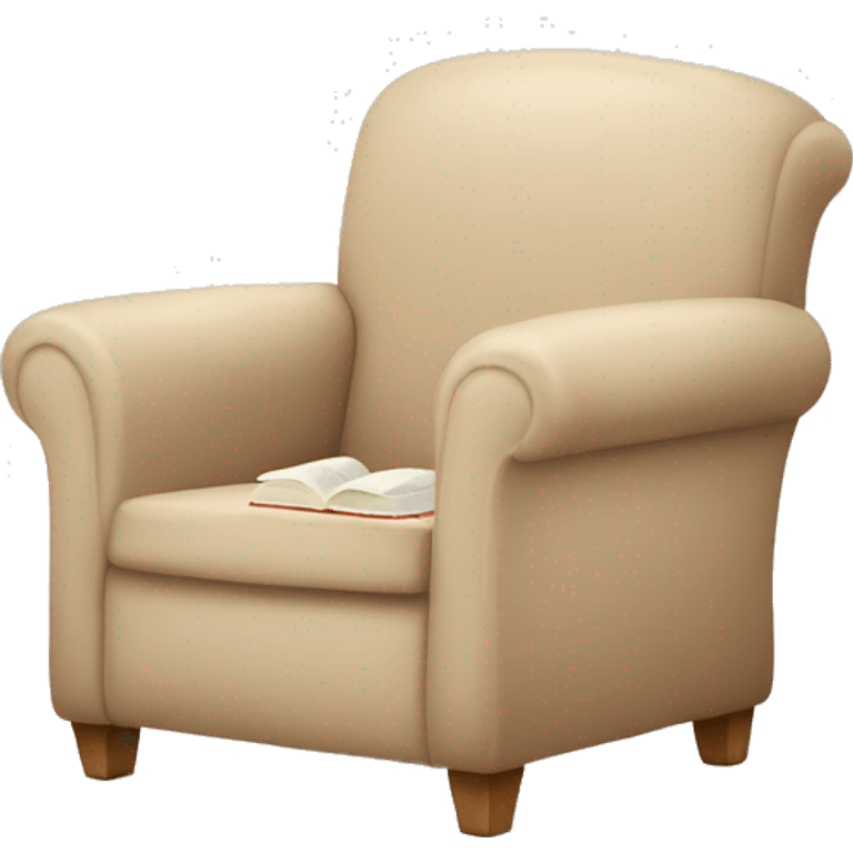 Simple Beige Armchair with blanket and book on it emoji