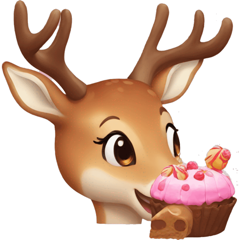 Deer eating sweets emoji