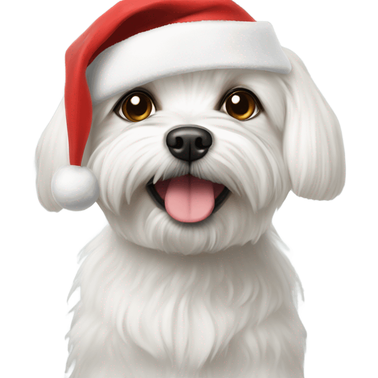 Maltese dog with Santa hat emoji