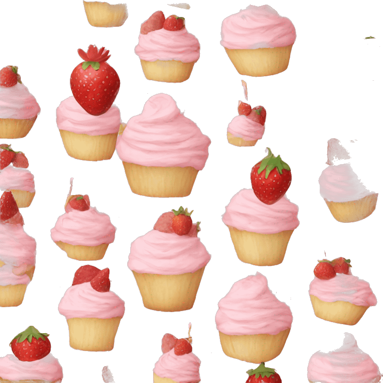 birthday pastel pink strawberry capcake  emoji