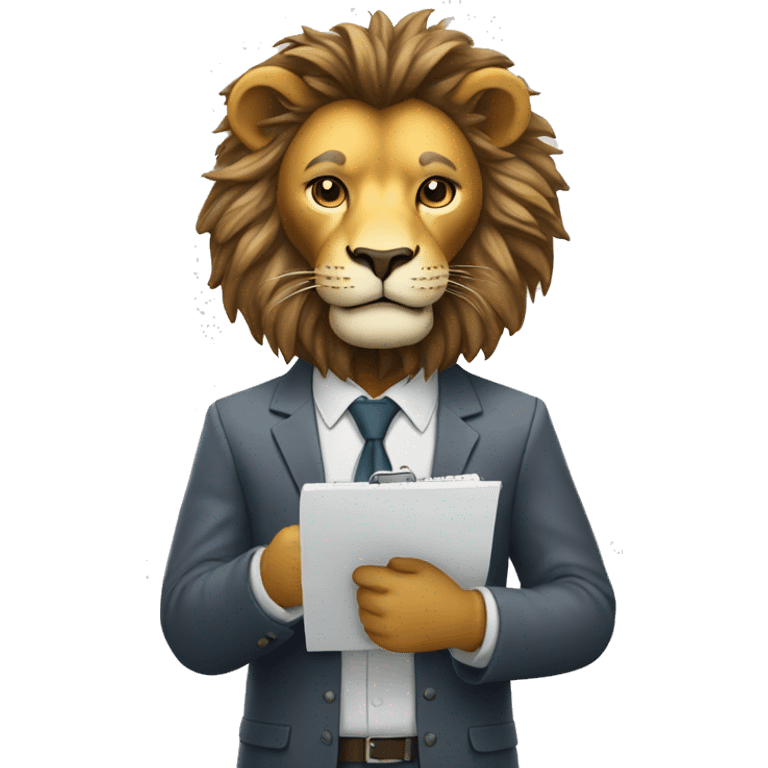 lion architect with clipboard in hand emoji