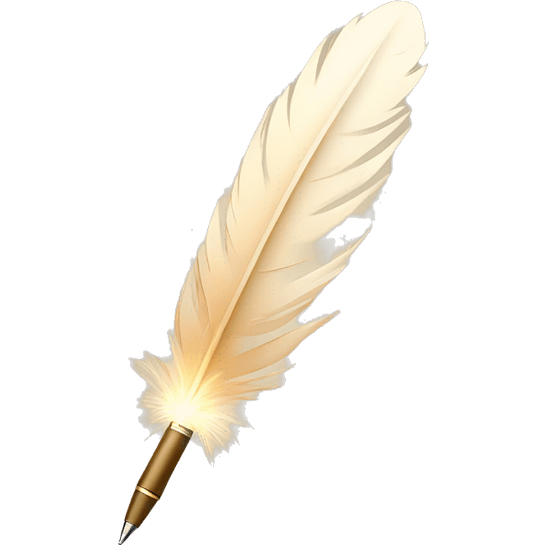 A glowing feather pen in beige emoji