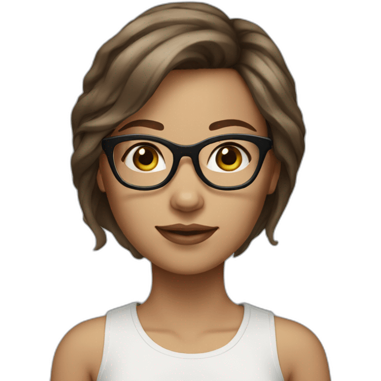 girl brown hair, blue eyes, eye-glasses,light skin emoji