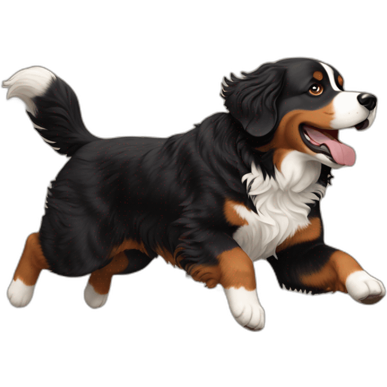 bernese mountain dog jumping over a brown hair girl emoji