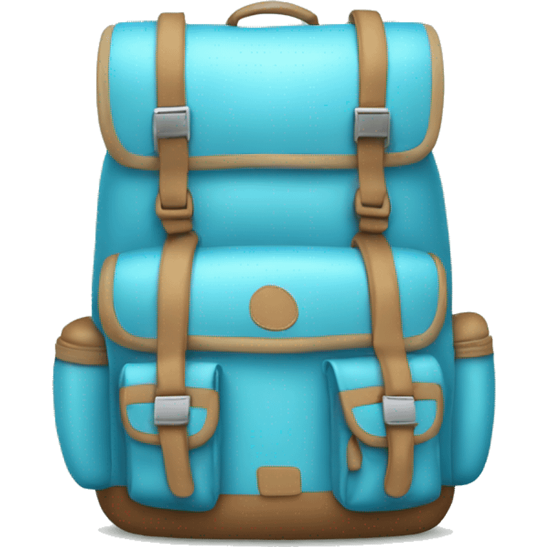 Realistic baby blue camping backpack isolated.  emoji