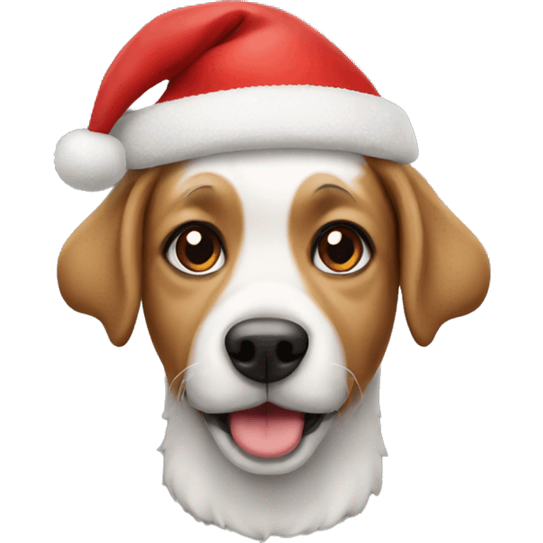 Dog with a Christmas hat emoji