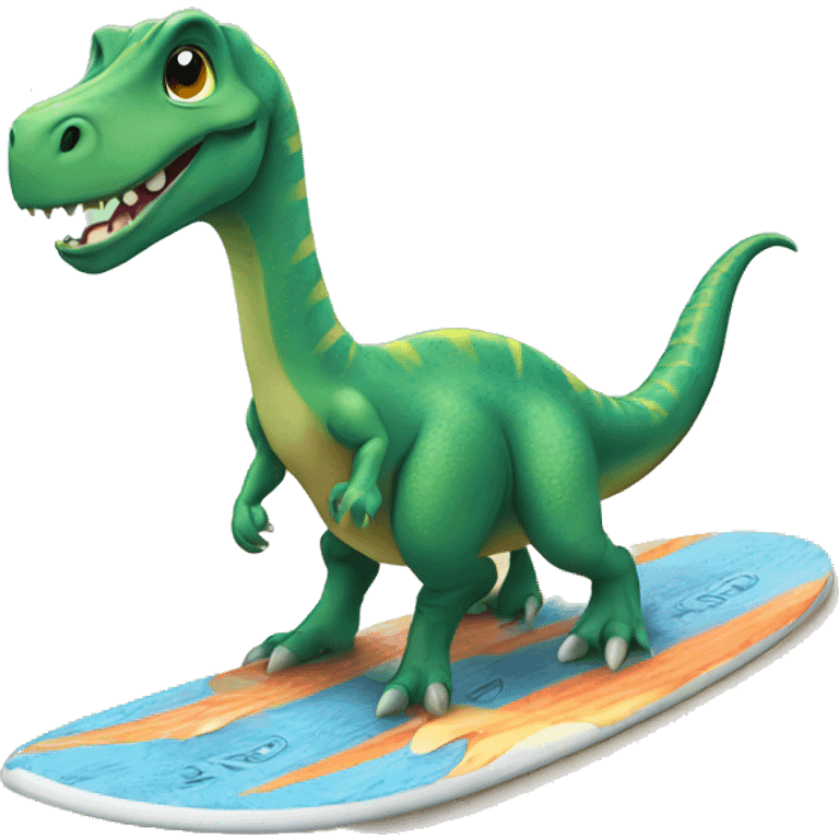 Dinosaur on surf board emoji