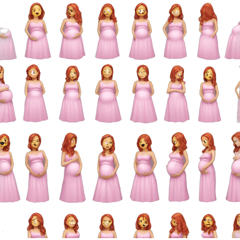 Pregnant redhead in pink dress emoji