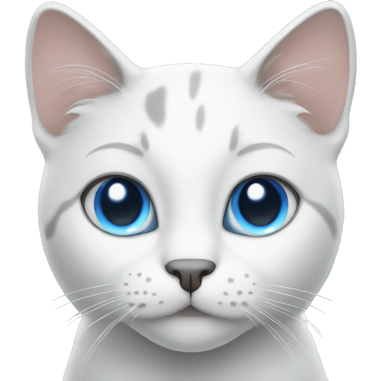 White and gray cat with blue eyes emoji