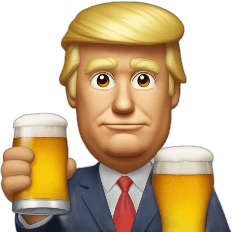 Donald trump qui fait un clin d'œil en buvant une bière emoji