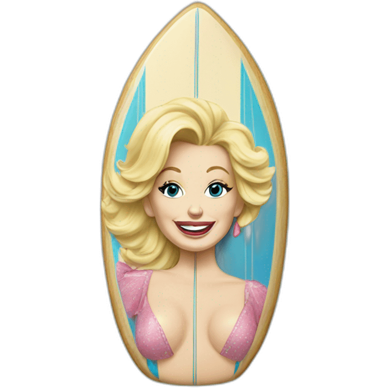 Dolly parton on a surfboard emoji