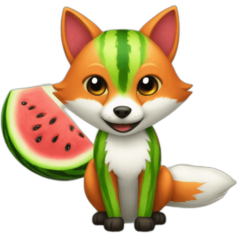 Watermelon fox emoji