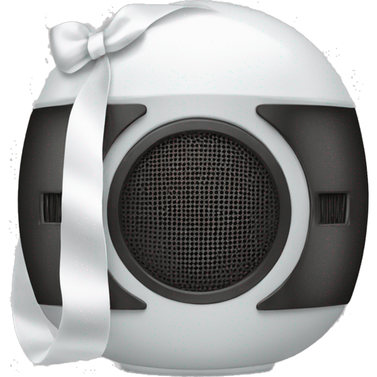 Audio speaker with white bow emoji