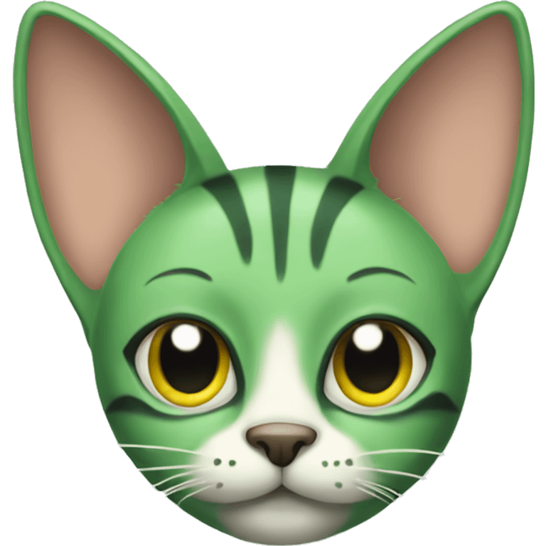 a green cat with huge ears emoji