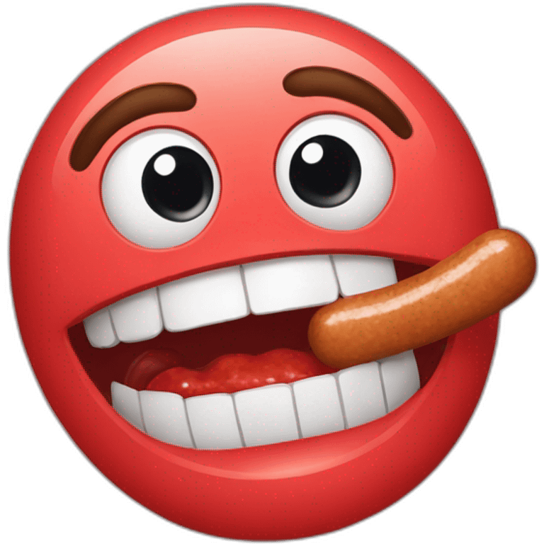 Having red sausssage in human’s mouth emoji