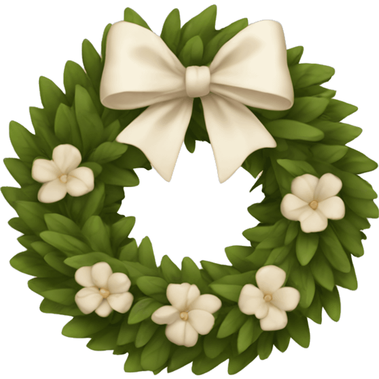 Beige wreath with white bow emoji