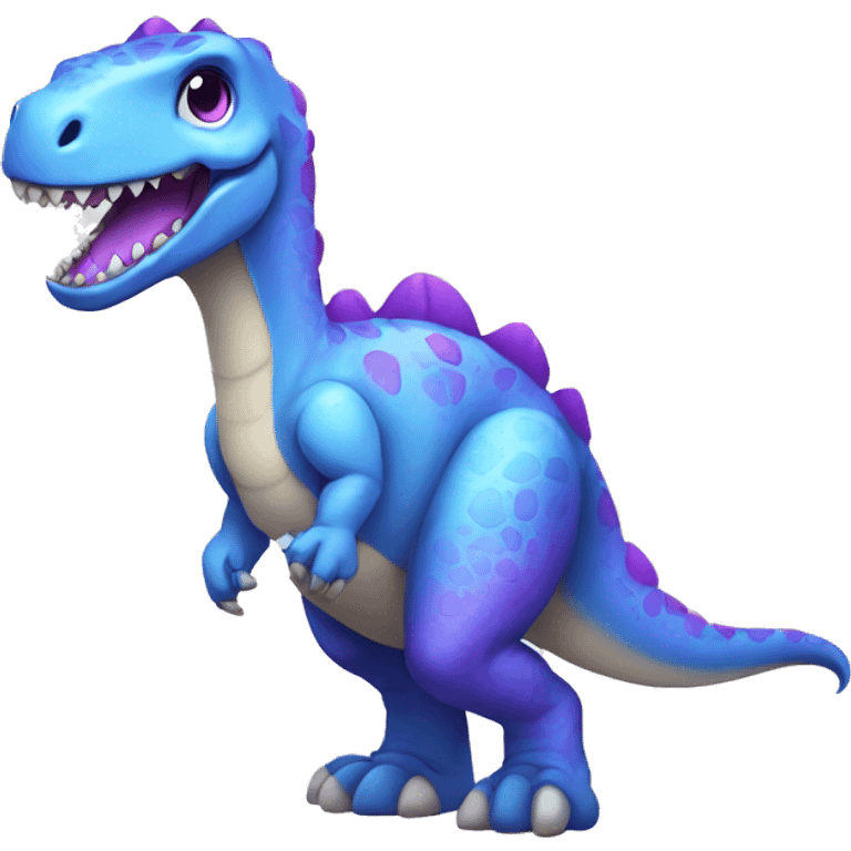 Female full body blue and purple cute dinosaur emoji