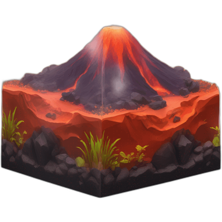 volcano landscape on cube aquarium emoji