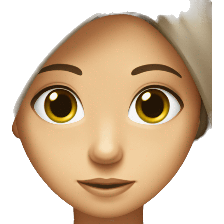 fille brune au yeux marron cheveux long avec yeux vert emoji