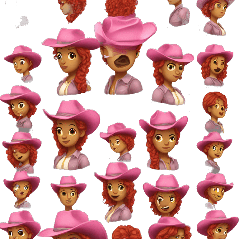 Pink cowgirl red hair emoji