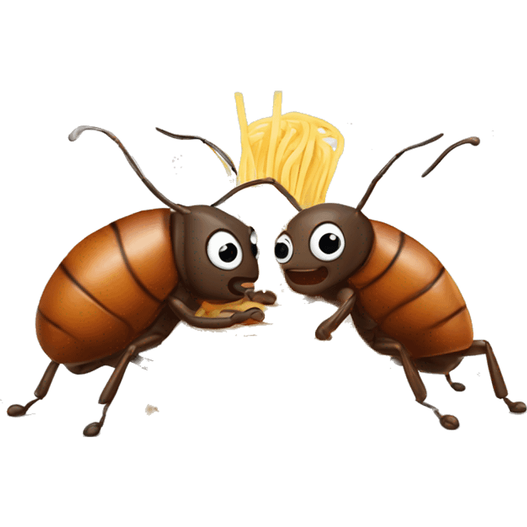 two cockroaches sharing spaghetti emoji