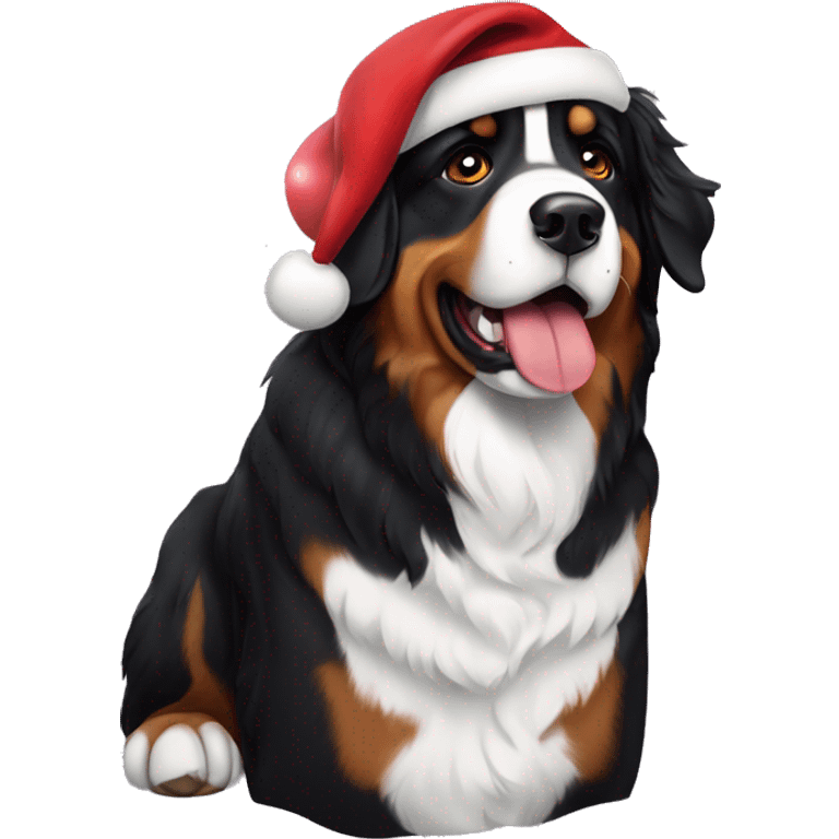 Bernese mountain dog wearing Santa hat  emoji