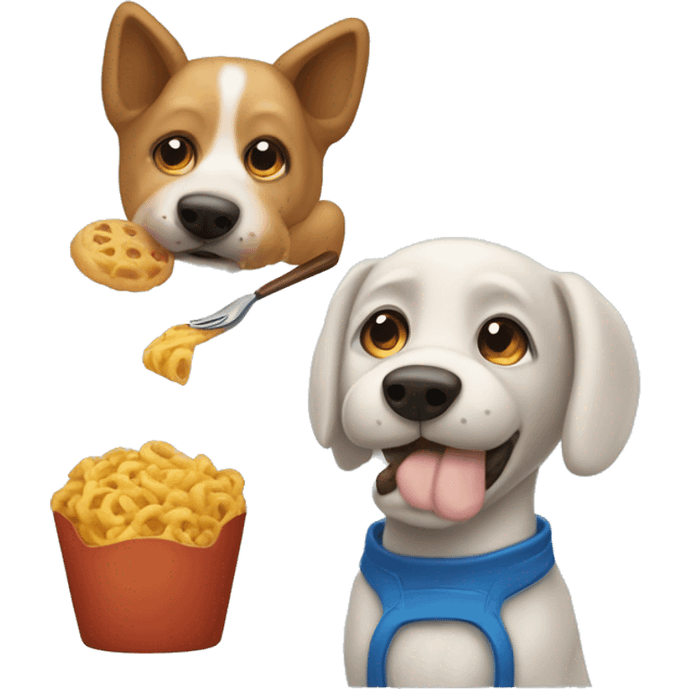 un perro comiendo macarrones emoji