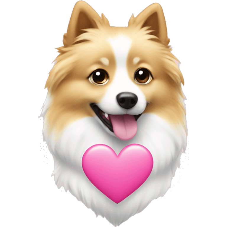 White and blonde spots spitz in a pink heart emoji