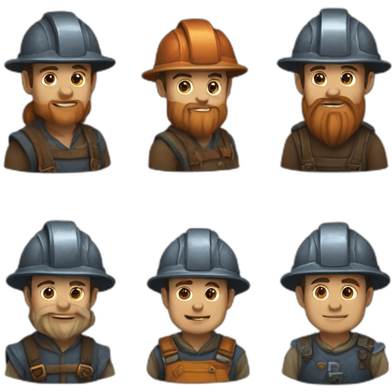 4 dwarf miner friends emoji