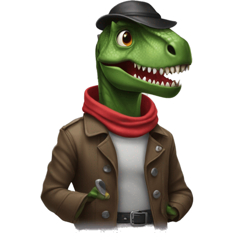 Dinosaur who is dressed as a robber emoji