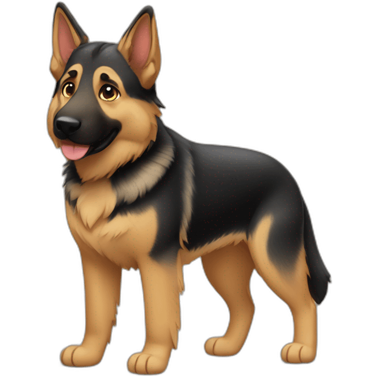 German shepherd with tabby cat emoji