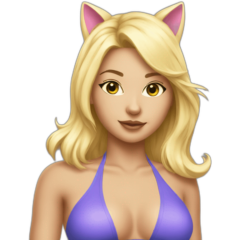 hot catgirl blonde swim suit emoji