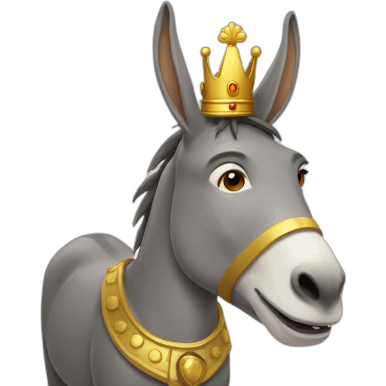 Donkey with a golden crown on its head emoji