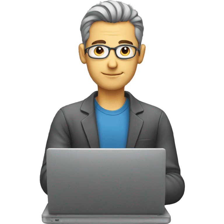 A man doing analysis in laptop  emoji