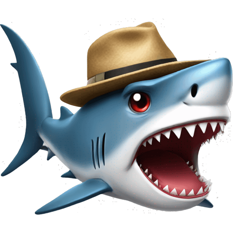 Angry shark wth hat emoji