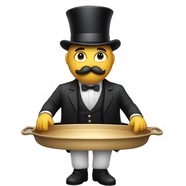 serious buttler with silk top hat and mustache carrying a tray emoji