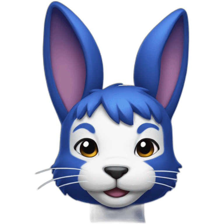 Muscular Anthro white rabbit with dark blue hair emoji