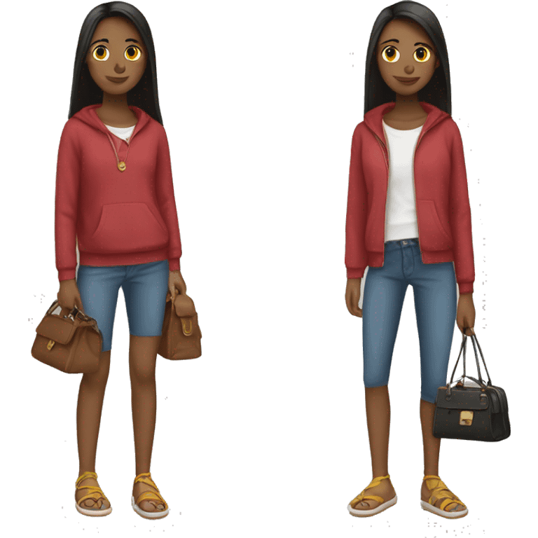 teen wearing a purse and slippers emoji