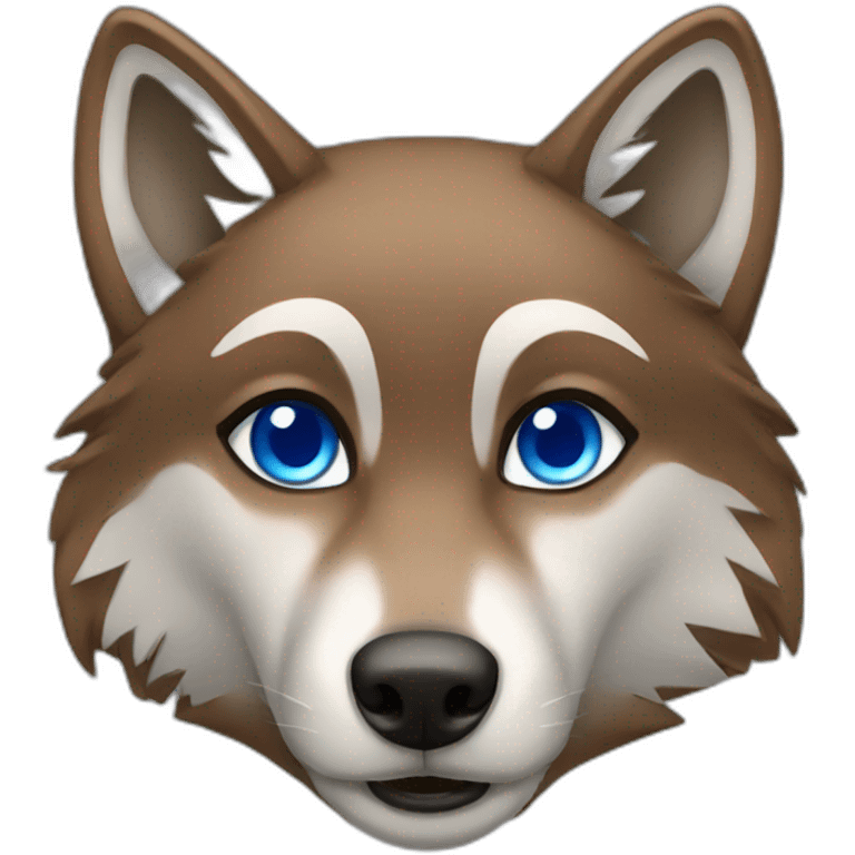 Brown female wolf blue eyes  emoji