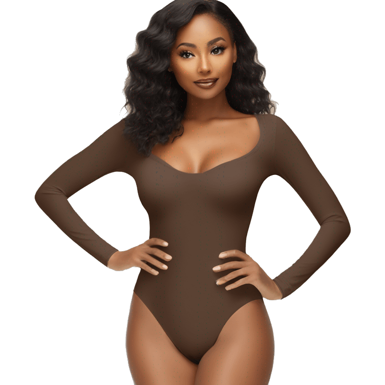 brown long sleeve shapewear bodysuit emoji