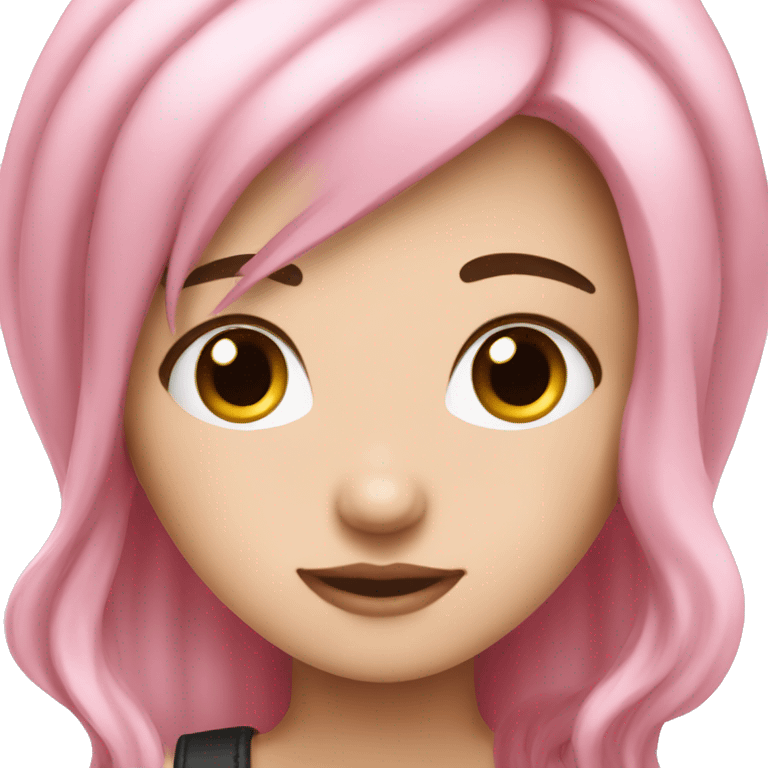 cute white girl with black pink hair  emoji