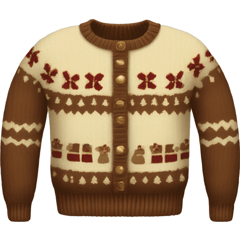 christmas jumper with beige, and brown colourings  emoji