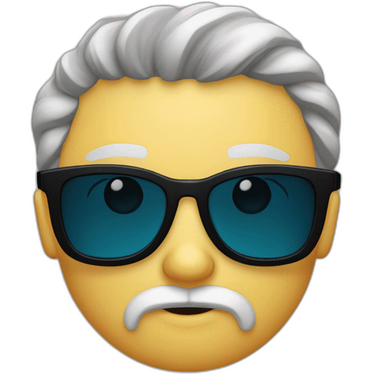 Homme caucasien chauve avec une barbe noir et des lunettes de soleil emoji