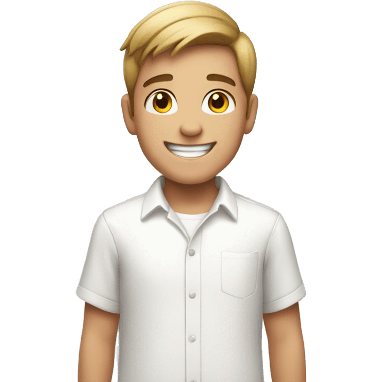 smiling boy in white shirt emoji