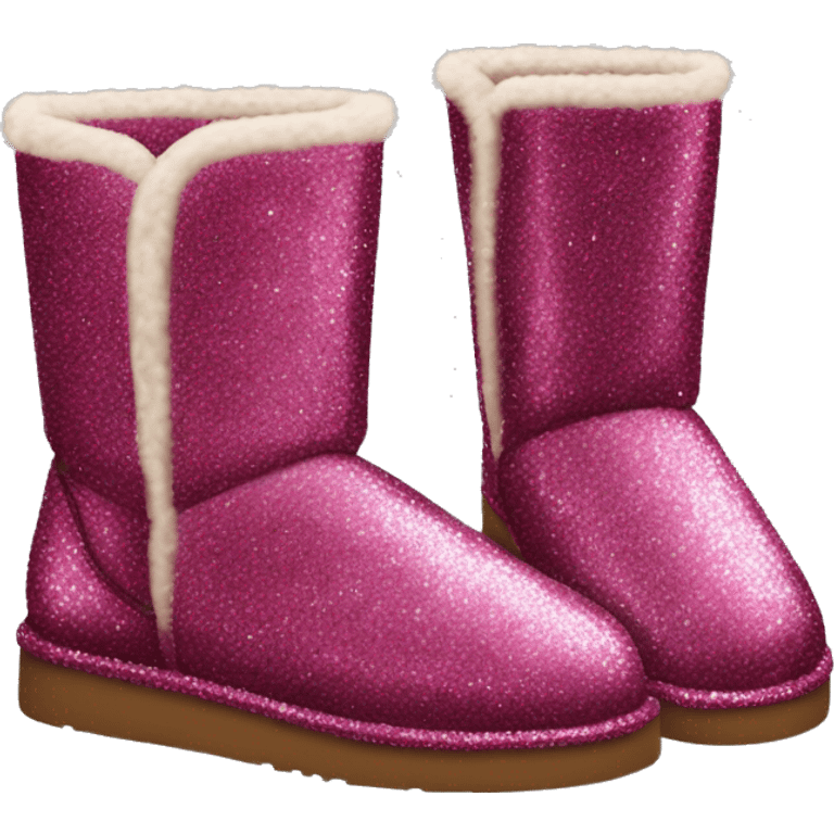 Realistic raspberry glitter and fur Ugg boots. emoji